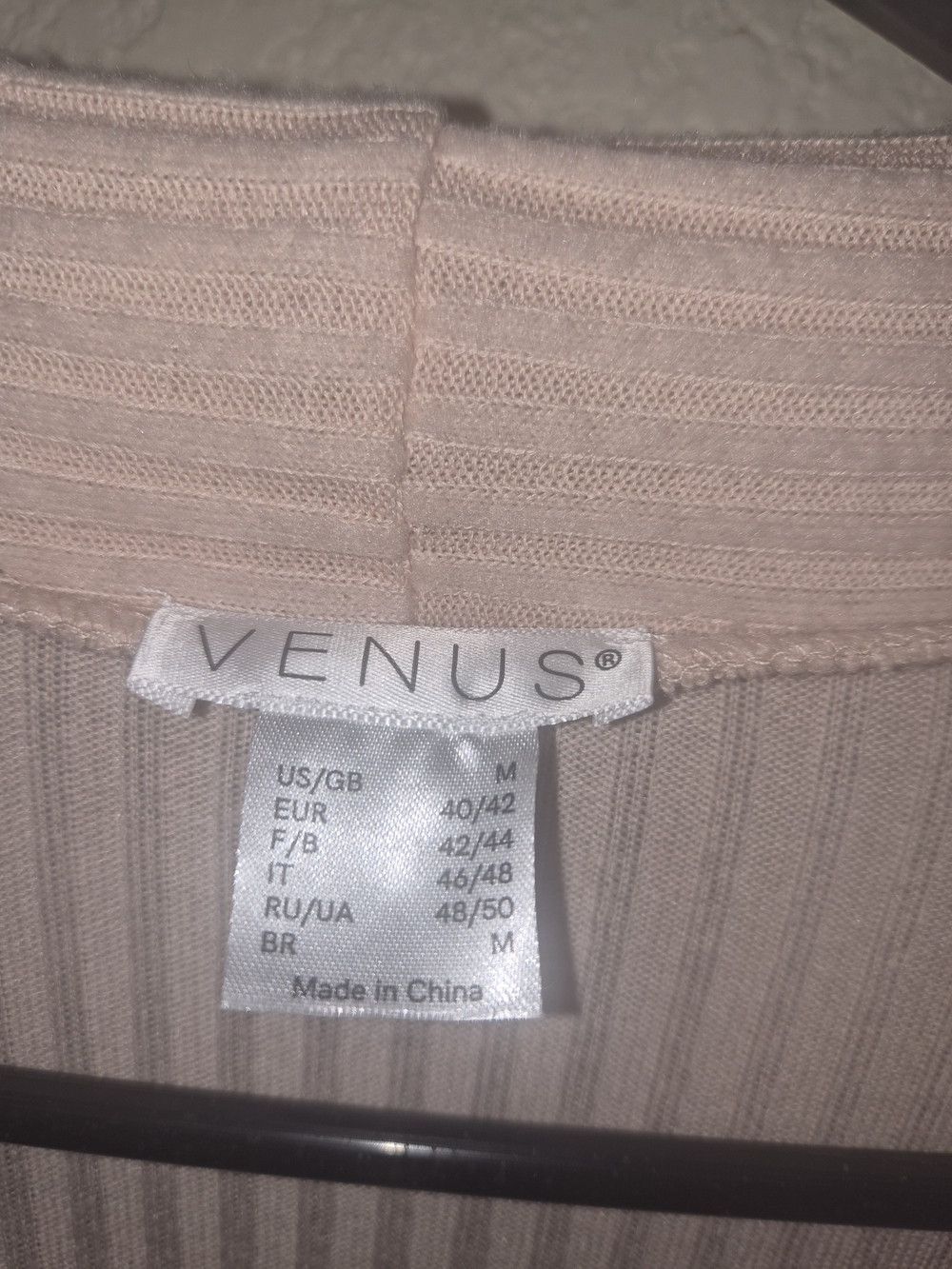 VENUS Long Ribbed Open-Front Robe in Pale Pink - Picture 3 of 6